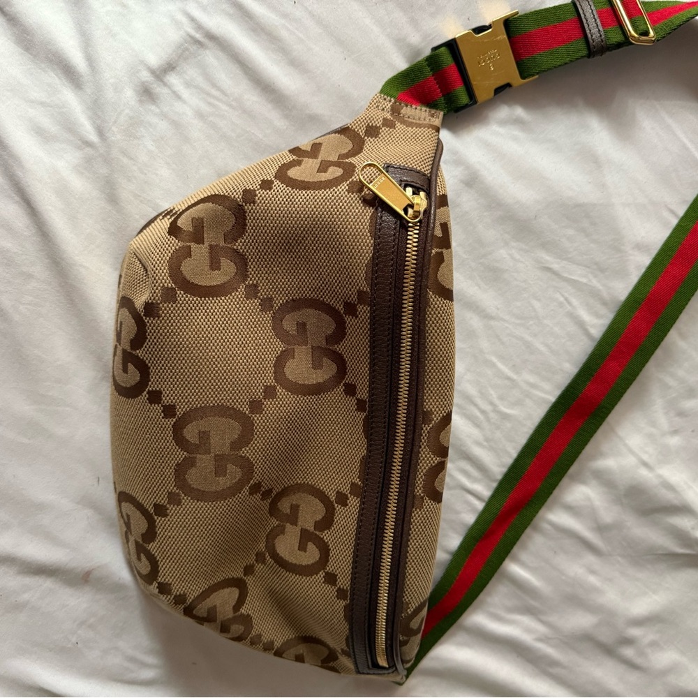 Gucci Beige and Brown Monogram Large Belt Bag